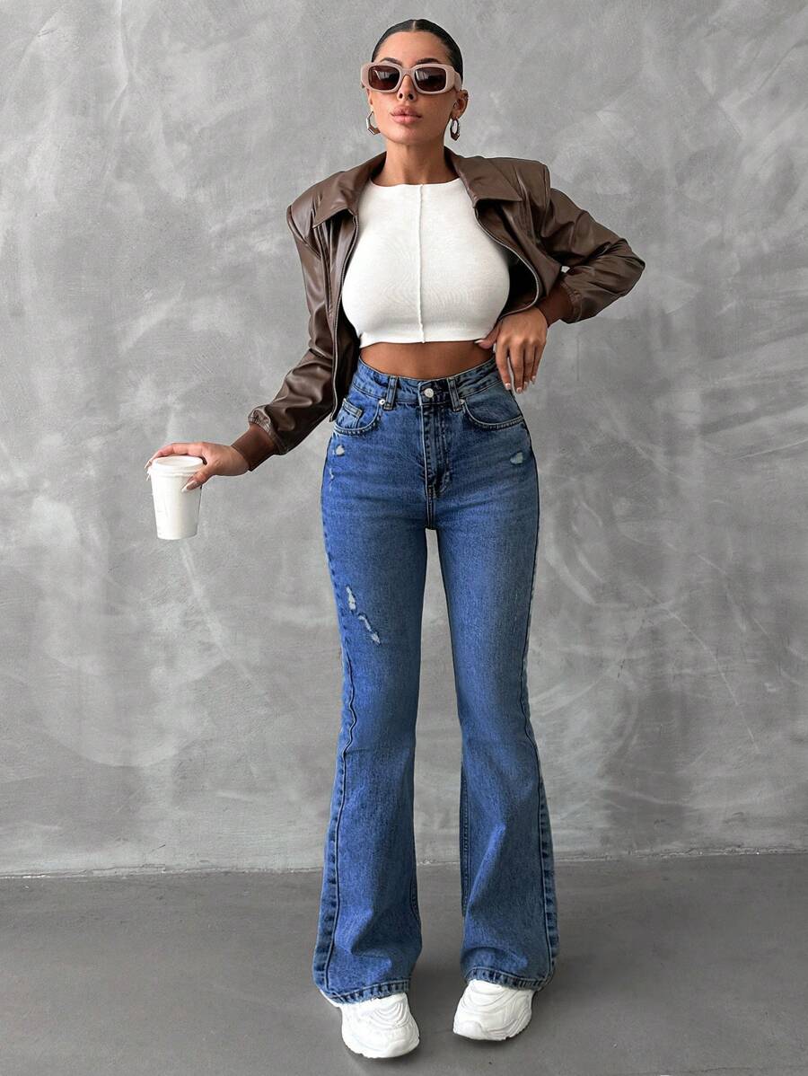EURMUSE Mid Blue Straight Jeans - Medium Wash - View 1