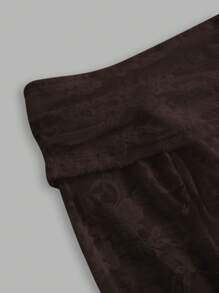 SHEIN x Carly Lawrence SHEIN BAE Sexy See-Through Lace Splicing Off Shoulder Long Sleeve T-Shirt For Romantic Valentine's Day Date,Ladies Sexy Ruched,Sheer Regular Sleeve Off The Shoulder Slim Fit Coffee Brown Plain Women Tops,Spring/Fall,Casual Daily Wear
