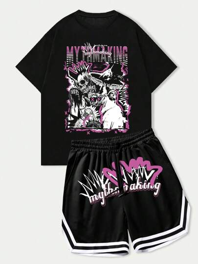 Street Life 2 pièces Tenue vintage à manches courtes pour homme pour l'été