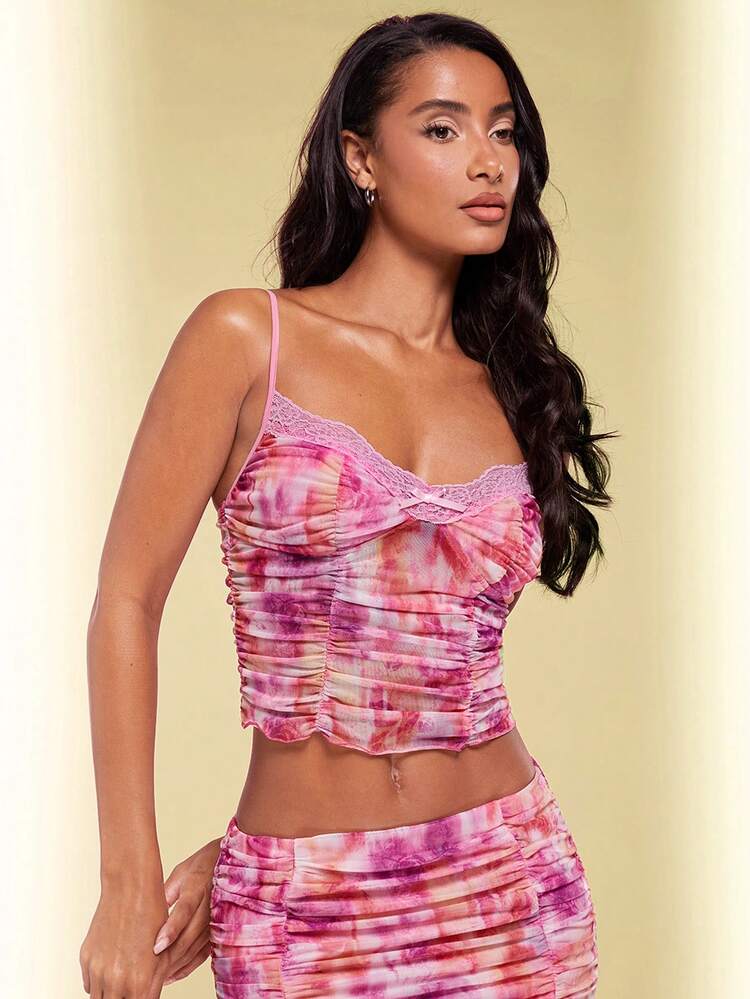 Knitted Gathered Resort Mini Camisoles, Summer, Bow Spring Tops