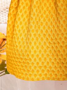 SHEIN Tween Girls' Texture & Pearl & Rhinestone Knit Cami Dress - Yellow - View 5