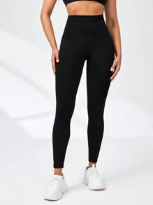 SHEIN Sport Studio Solid Color Seamless High Waist Sport Leggings
