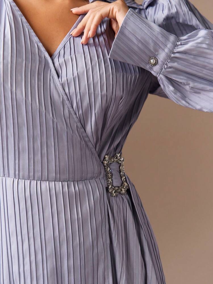 Women's Puff Long Sleeve Dress With Turn-Down Collar,Elegant Evening Party Dress Long Evening Dresses