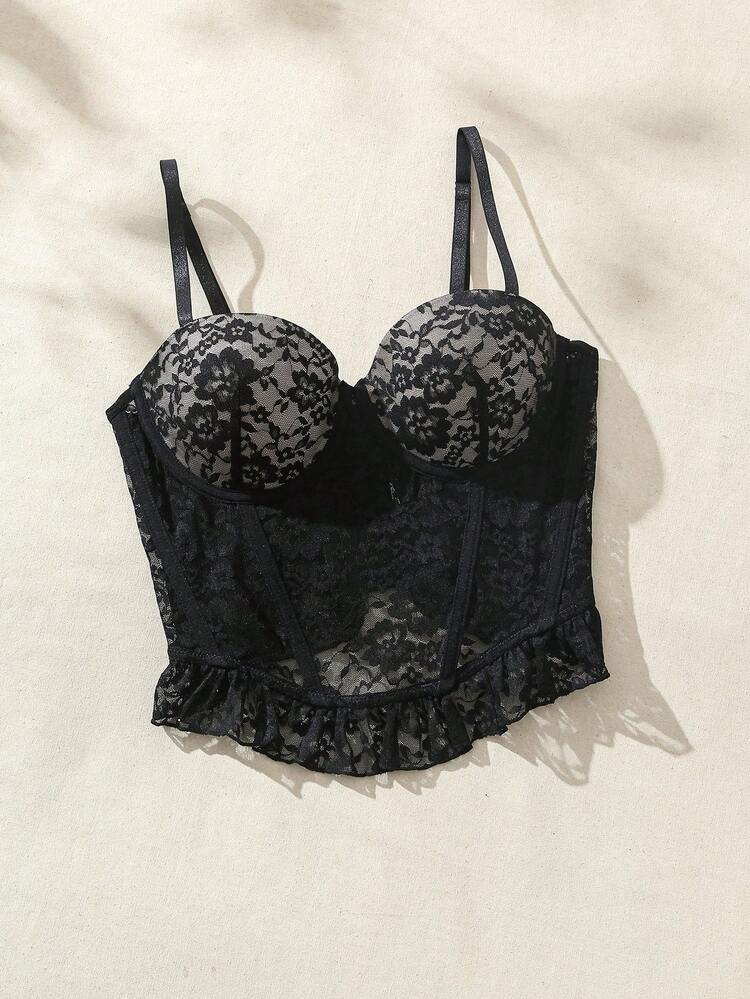 Tassel & Ruffle Hem Design Bralette, Lingerie