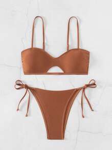 SHEIN Swim Women's Hollow Out Waist Bikini Set Summer Beach