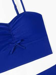 Solid Color Tankini Set For Teen Girls Summer Swimming,Beach Tankini Top And Shorts - Multicolor - View 4