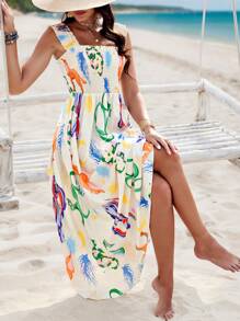 Breezaya Animal Print Sleeveless Swing Dress - Multicolor - View 1