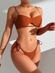 SHEIN Swim Women's Hollow Out Waist Bikini Set Summer Beach