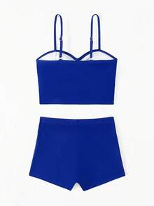 Solid Color Tankini Set For Teen Girls Summer Swimming,Beach Tankini Top And Shorts - Multicolor - View 2