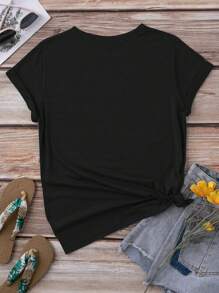 INAWLY Plus Size Floral Print Short Sleeve T-Shirt Graphic Tees Women Tops