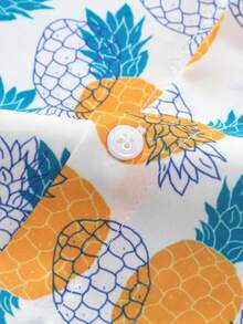 Men's Pineapple Print Short Sleeve Shirt - Yellow - View 4