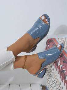 Women's High-Heeled Crocodile Patterned Vintage Simple & Comfortable Slippers