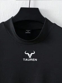 Manfinity Homme 男士黑白基本短袖t恤,印有字母印花 - 黑與白 - 查看 7