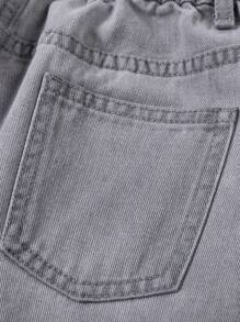 SHEIN Tween Boy Cool Metal Texture Gradient Insert Pocket Jeans - Grey - View 8