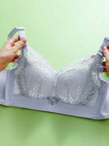 Temptuelle حمالة صدر بتصميم دانتيل مريح للغاية مع أكواب مفرغة، ملابس داخلية سكسية لاسلكية، لون أزرق فاتح رائع - الأزرق - مشاهدة 5