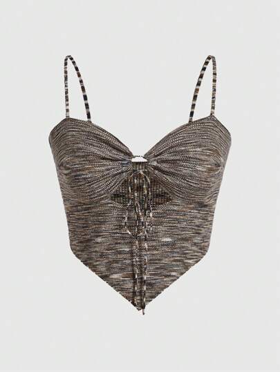 Fairycore Space Dye Tie Front Cami Knit Top