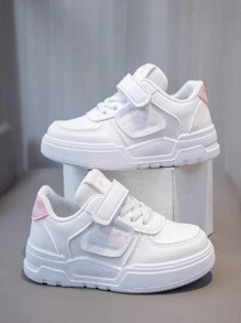 Girls' Sneakers Spring/Autumn New Children's Shoes Light And Casual Leather White Shoes For Boys Hook-Loop Running Shoes For Kids With Soft Sole - Pink - View 2