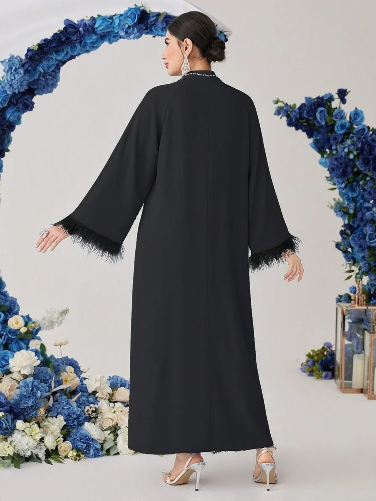 Women's Splice Fur Sleeve Arabian Style Dress