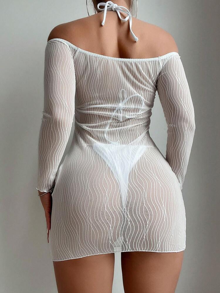 Women's Solid Color Halter Strap Separate Bikini Set Three-Piece Set, Bikini Set Outfit Beach Swimwear With Cover Up Dress Bathing Suit Music Festival Summer Sexy Dress Summer Beach