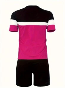 SHEIN Conjunto informal de dos piezas con bloques de color talla grande para el verano