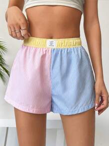 Comfortcana In sọc Chi tiết Patched thư Quần short - Nhiều màu - Xem 7