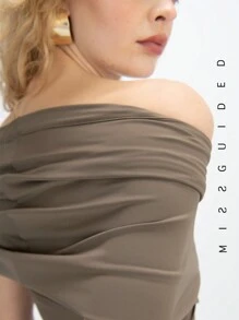 MISSGUIDED Wrap Front Hood Detail Body - Khaki - View 5