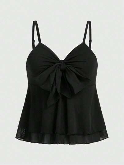 Goth Top con bretelle sottile monocolore con nodo frontale