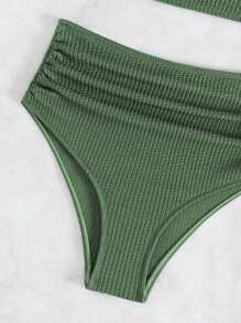 SHEIN Swim Summer Beach dames bikiniset met textuur, ruches en armsgaten en ruches