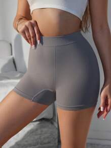 SHEIN Ladies' Solid Color Ribbed Knit Boxer Shorts ,3 Pcs - Multicolor - View 4