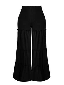 Breezaya Plus Size Women's Textured Strapless Top And Flared Pants Two Pieces Set