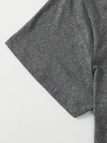 INAWLY 字母印花 T 恤 IDK IDC 图案 T 恤 女式上衣 - 深灰色 - 查看 3