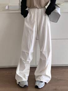 DAZY 女士休閒寬鬆束腰長褲 - 白色 - 查看 7