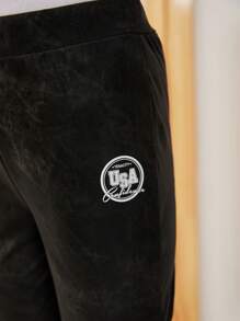 SHEIN Tween Girl Obcisłe białe legginsy do ćwiczeń z nadrukiem w litery i średnim stanem