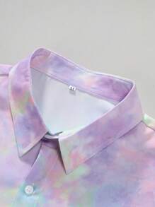 Kortärmad skjorta för män med knäppning framtill - Blåröd - Visa 3