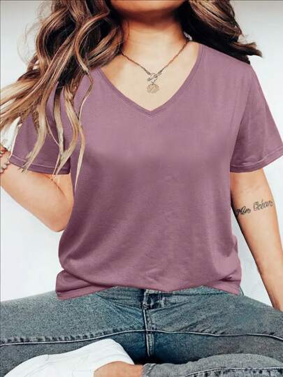 INAWLY 大尺寸純色休閒t恤