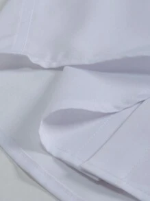 Manfinity Mode 男士纯色纽扣衬衫，修身长袖纯白色工作商务休闲衬衫，适合丈夫，秋季 - 白色 - 查看 3