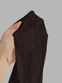 SHEIN x Carly Lawrence SHEIN BAE Sexy See-Through Lace Splicing Off Shoulder Long Sleeve T-Shirt For Romantic Valentine's Day Date,Ladies Sexy Ruched,Sheer Regular Sleeve Off The Shoulder Slim Fit Coffee Brown Plain Women Tops,Spring/Fall,Casual Daily Wear