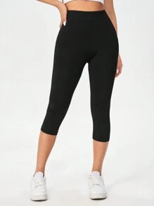 SHEIN Essnce Casual Heart Graphic High Waist Tight Women's 3/4 Length Leggings Bike Shorts, Spring/Summer