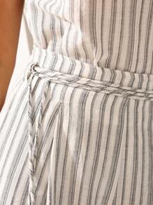 GENKIRA Bohemian Striped Halter Neck Vest And Wide Leg Pants Women Two Pieces Set - White - View 4