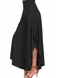 EMERY ROSE Pantalones Largos Asimétricos Para Mujeres De Color Sólido