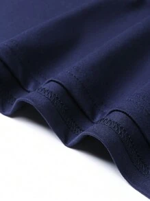 Men's Casual Color Blocking Patchwork Short Sleeve Polo Shirt - Royal Blue - View 8