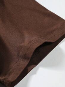 Manfinity Homme Camiseta de Manga Curta com Estampa de Montanha Marrom, para Homens