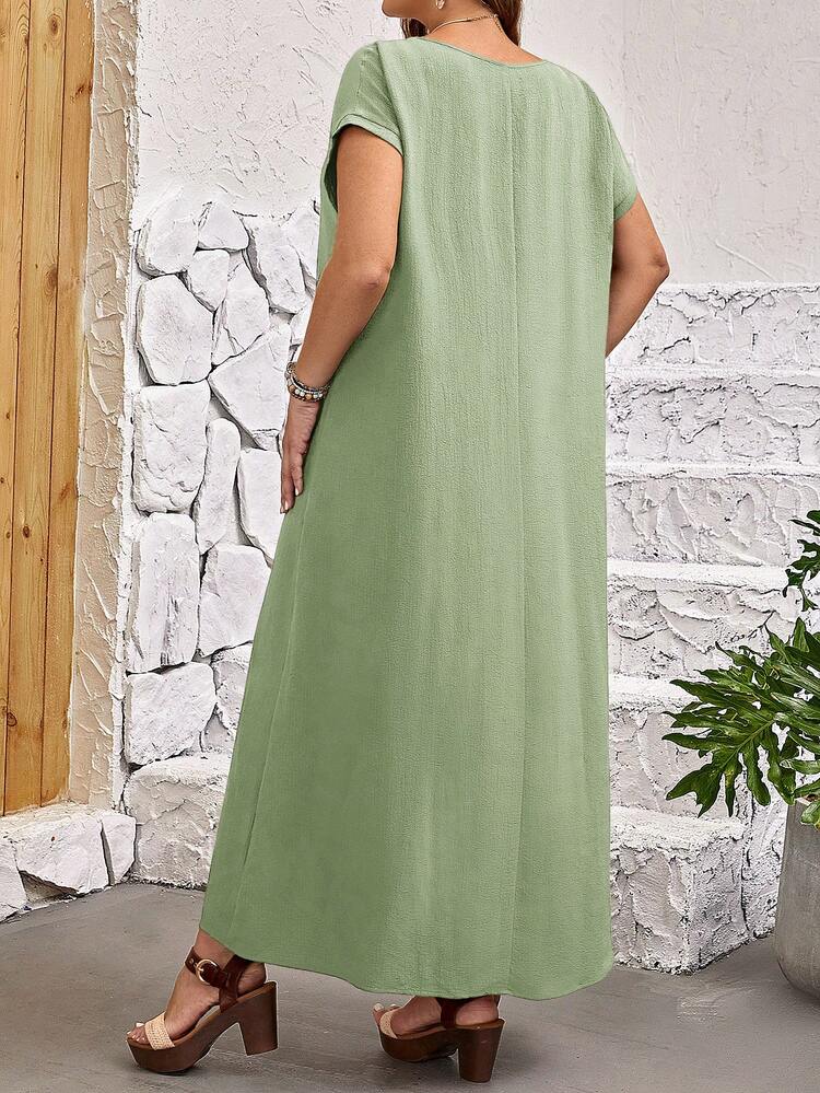 Plus Size Casual Round Neck Short Sleeve Dress