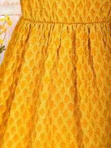 SHEIN Tween Girls' Texture & Pearl & Rhinestone Knit Cami Dress - Yellow - View 6