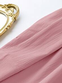 SHEIN LUNE Plus Size Women's Beaded Long Sleeve Shirt - Pink - View 5