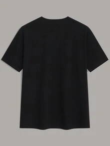 Men's Short Sleeve Crewneck Tee With Astronaut Printed Design - Black - View 2