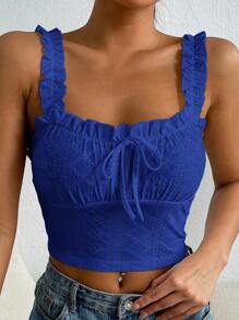 SHEIN EZwear Einfarbiges Durchbrochenes Besticktes Schnür-crop Tank Top