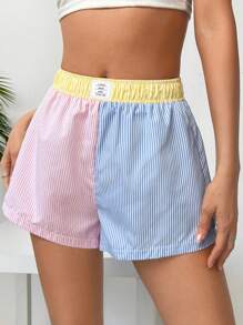 Comfortcana In sọc Chi tiết Patched thư Quần short - Nhiều màu - Xem 8