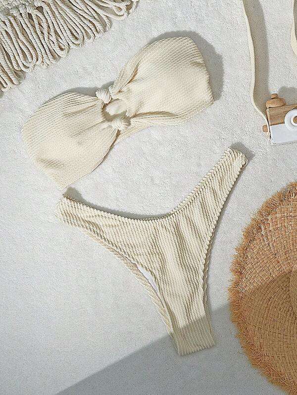 Swim Mod Summer Beach Women Cut-Out Bandeau Two-Piece Bikini Set