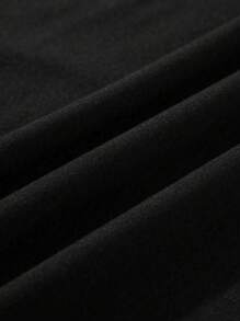 SHEIN LUNE Plus Size Solid Color Casual Pants For Spring And Summer - Black - View 3